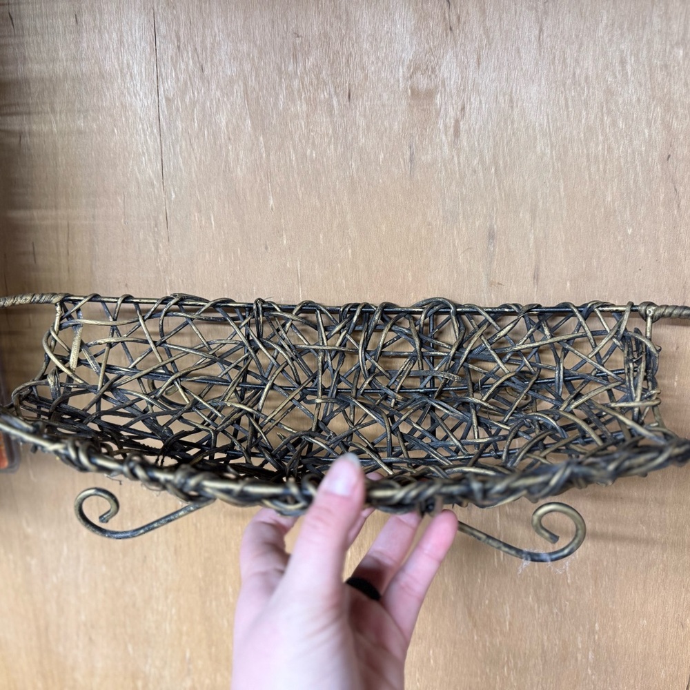 Woven Wicker-like Black and gold basket